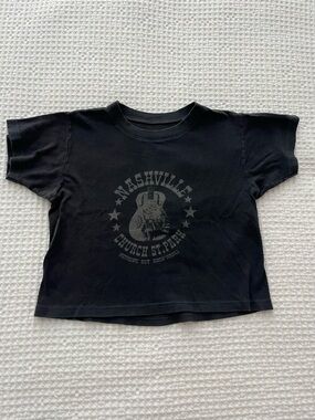 Brandy Melville Graphic Black Cropped T-Shirt